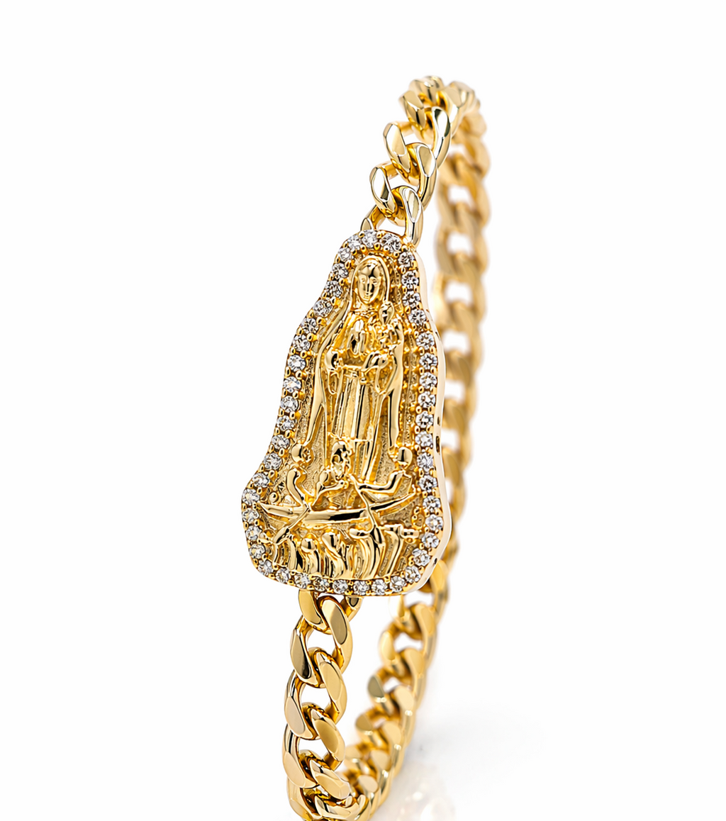 14K MONACO STYLE CZ FRAME CARIDAD BRACELET – 8.5" 7MM – JY Jewelry Wholesale