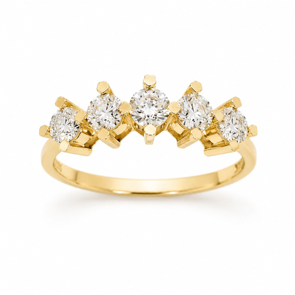 14K GOLD AND DIAMOND FIVESTONES RING+DIAMOND – 7 – JY Jewelry Wholesale