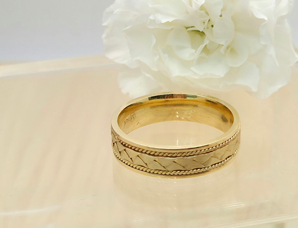 14K BRAIDED DESIGN ENGAGEMENT MAN'S RING – 13 6MM – JY Jewelry Wholesale