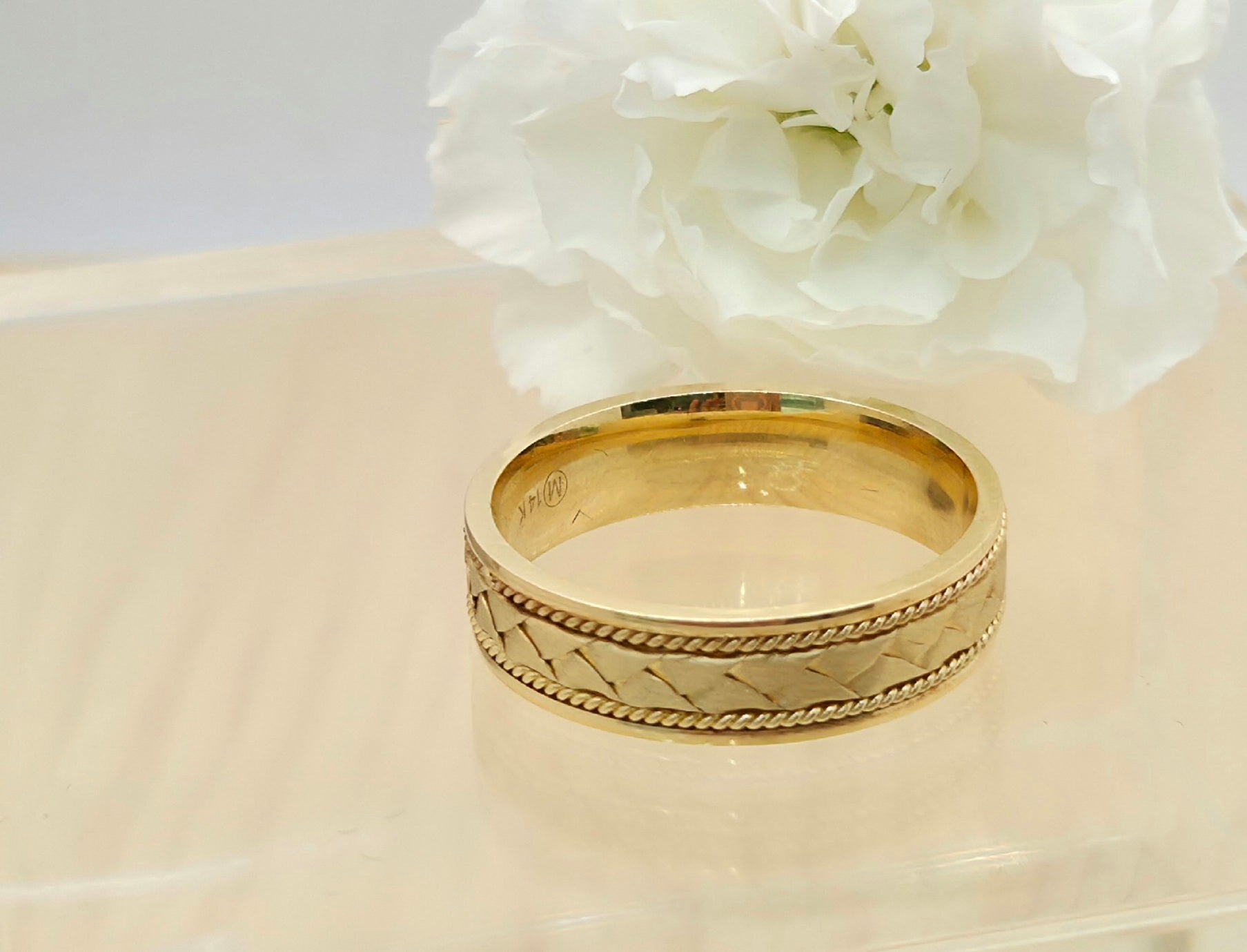 14K BRAIDED DESIGN ENGAGEMENT MAN'S RING – 13 6MM – JY Jewelry Wholesale