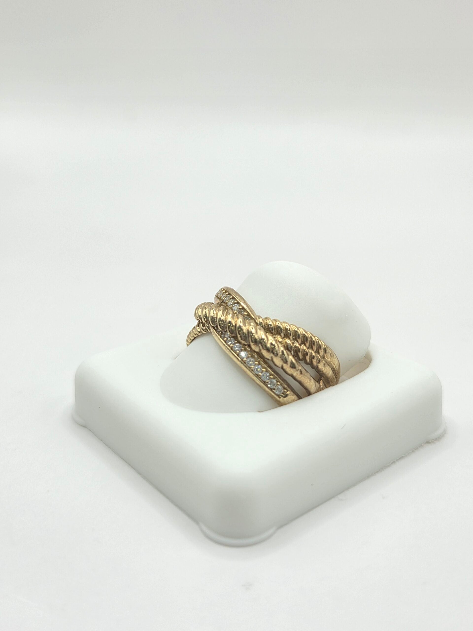 10K BRAIDED ROPE CZ DETAIL RING – 7 – JY Jewelry Wholesale