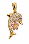 14K CZ PRETTY DOLPHIN PENDANT – SMALL – JY Jewelry Wholesale