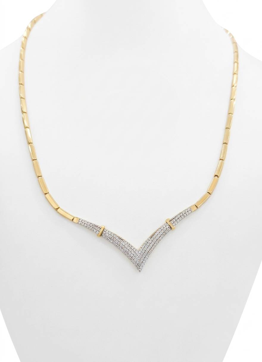 14K ELEGANT CZ V SHAPE NECKLACE – 18" – JY Jewelry Wholesale