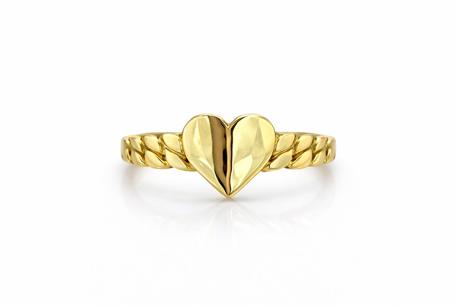 10K CHAIN STYLE GOLDEN HEART RING – 8 – JY Jewelry Wholesale