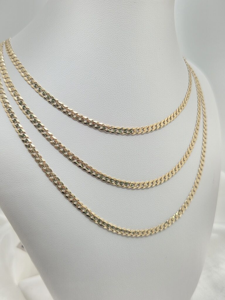 10K SOLID CUBAN CURB FLAT CHAIN CLOSE LINK – 16" 3.5MM – JY Jewelry Wholesale