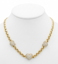 10K TRHEE MEDIUM CZ HEARTS CHINO LINK NECKLACE – 18" 5MM – JY Jewelry Wholesale