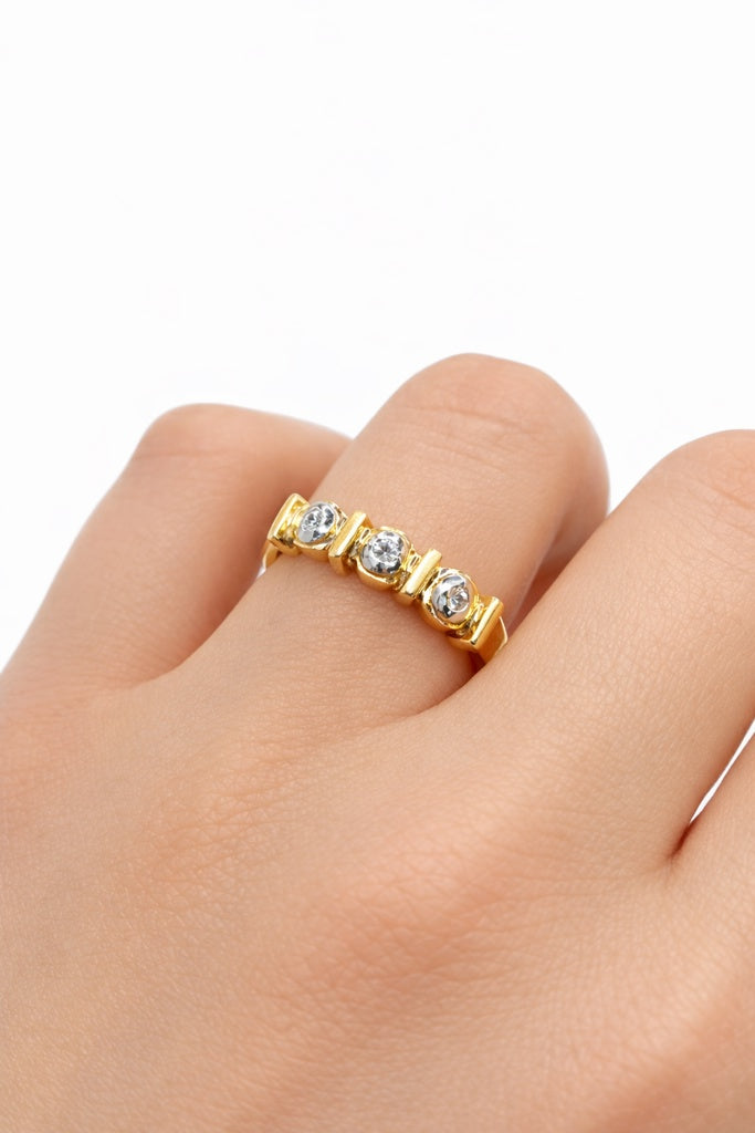 14K EXOTIC THREE STONE DESIGN DIAMOND RING – 7 – JY Jewelry Wholesale