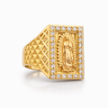 14K TWO TONE SQUARE VIRGEN MARY RING – 10 – JY Jewelry Wholesale