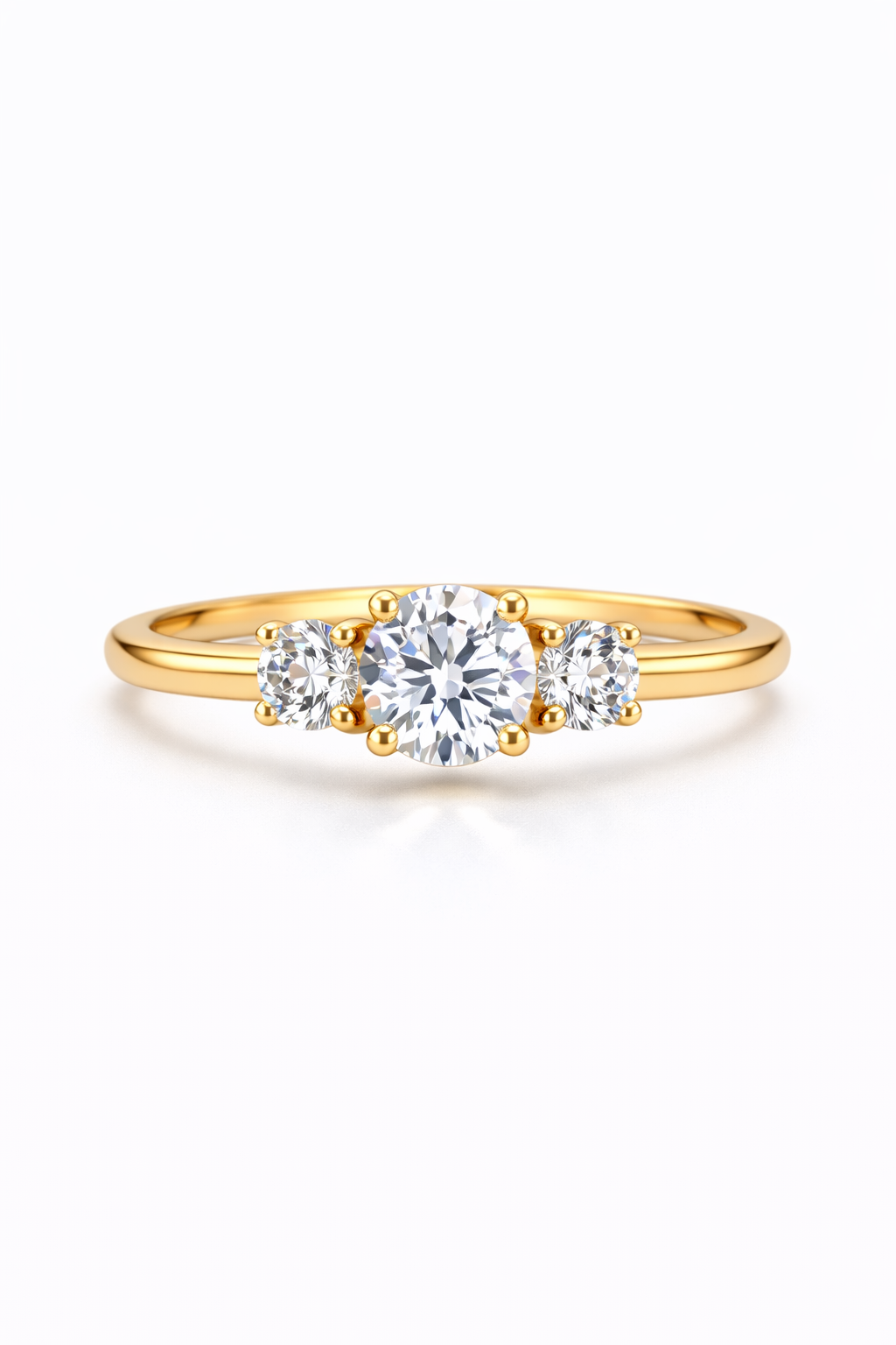 14K 3STONES SOLITAIRE RING – 7 – JY Jewelry Wholesale