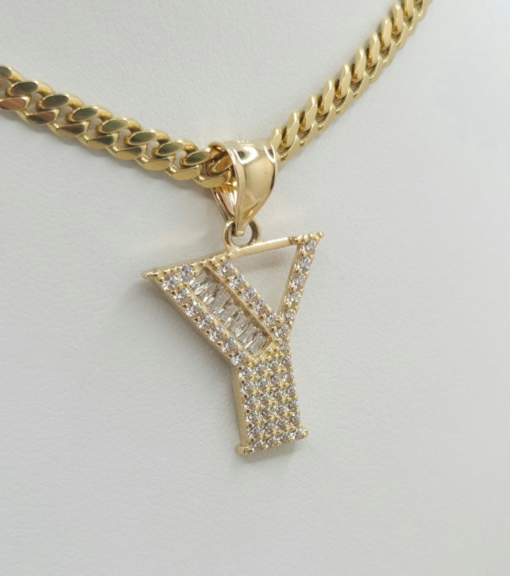14K yellow gold cz letter Y pendant – 17.15 X 18.25 MM – JY Jewelry Wholesale