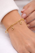 14K HEART PENDANTS ROLO BRACELET – 8.5 – JY Jewelry Wholesale