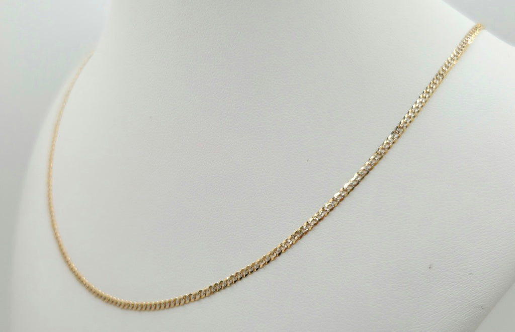 10K TWO TONE CUBAN CURB FLAT CHAIN 20" 2MM – JY Jewelry Wholesale