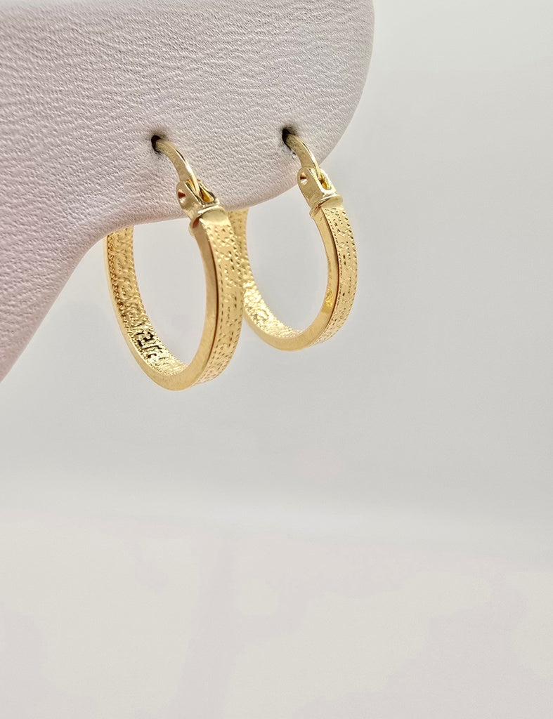 14K GREEK DESING STRAIGHT EDGE HOOPS EARRINGS – 2 2.5MM – JY Jewelry Wholesale