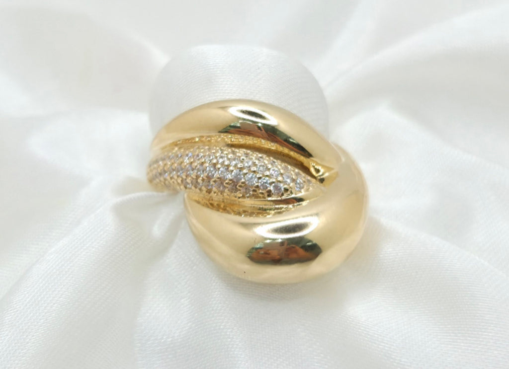14K ELEGANT TWISTED CZ DETAIL WOMEN'S RING – 7 – JY Jewelry Wholesale