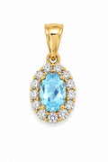 14K EXTRA SMALL BLUE STONE OVAL ELEGANT PENDANT – XS – JY Jewelry Wholesale