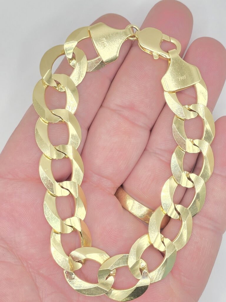10K SOLID CUBAN CURB FLAT BRACELET – 8.5" 16MM – JY Jewelry Wholesale