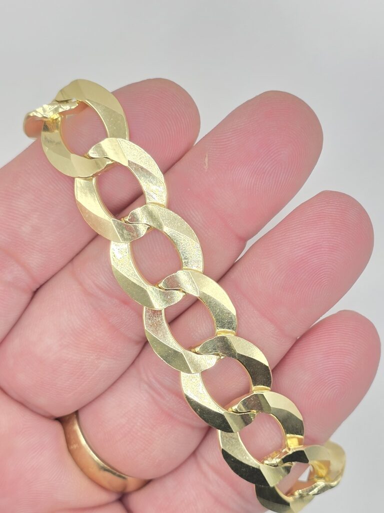 10K SOLID CUBAN CURB FLAT BRACELET – 8.5" 16MM – JY Jewelry Wholesale