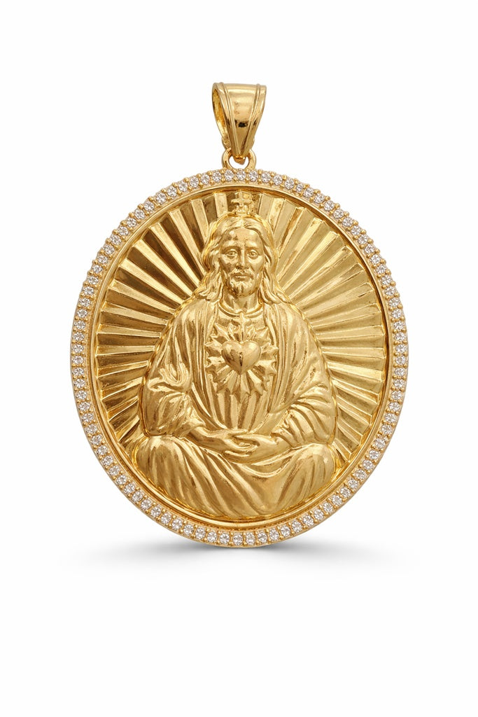 10K CZ FRAME JESUS PENDANT – LARGE – JY Jewelry Wholesale