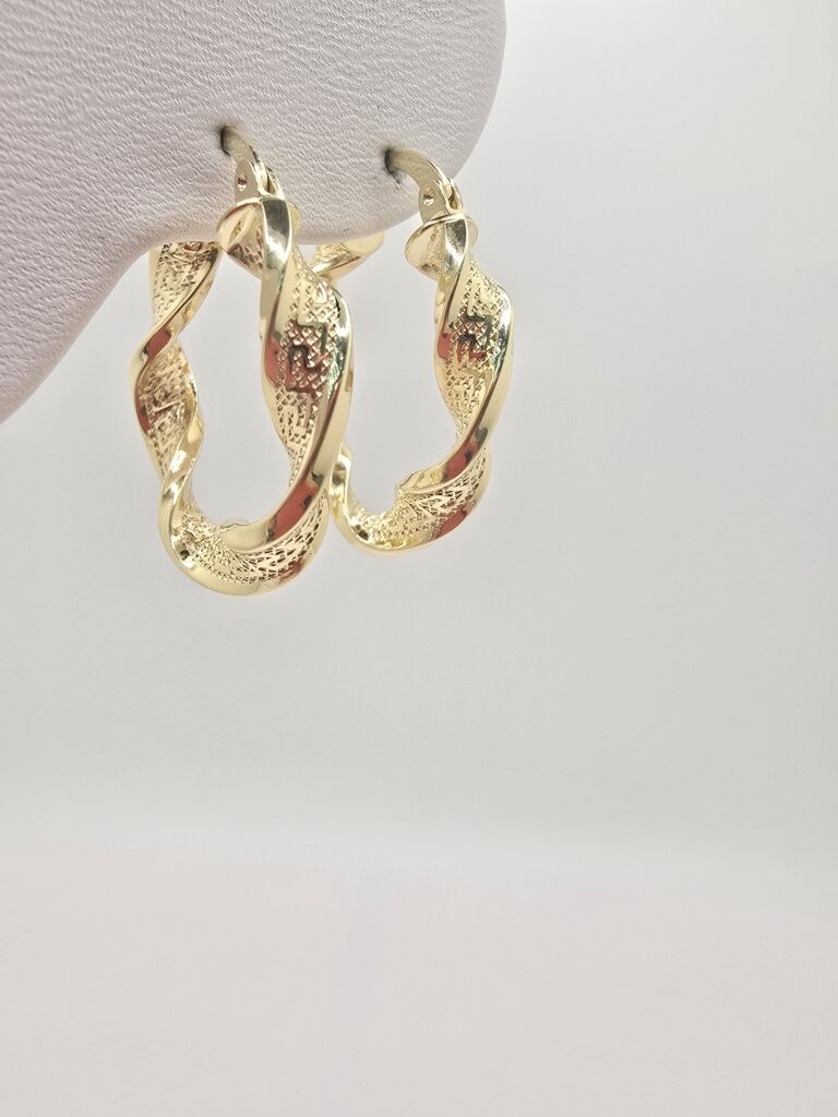 10K GREEK DESING CROOKED HOOPS EARRINGS – 2 – JY Jewelry Wholesale