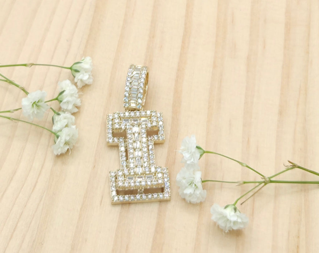 10K SMALL CZ "I" LETTER PENDANT – JY Jewelry Wholesale