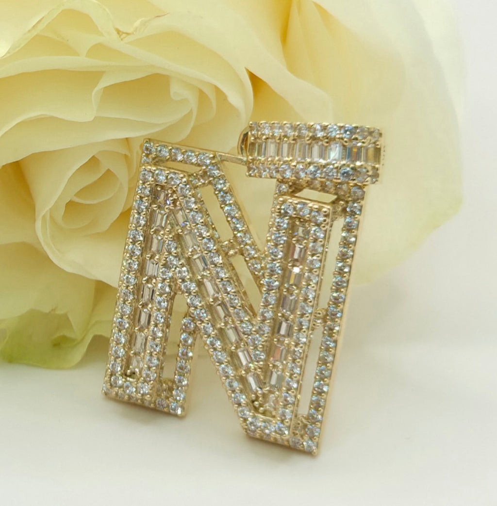 10K MEDIUM CZ "N" LETTER PENDANT – JY Jewelry Wholesale