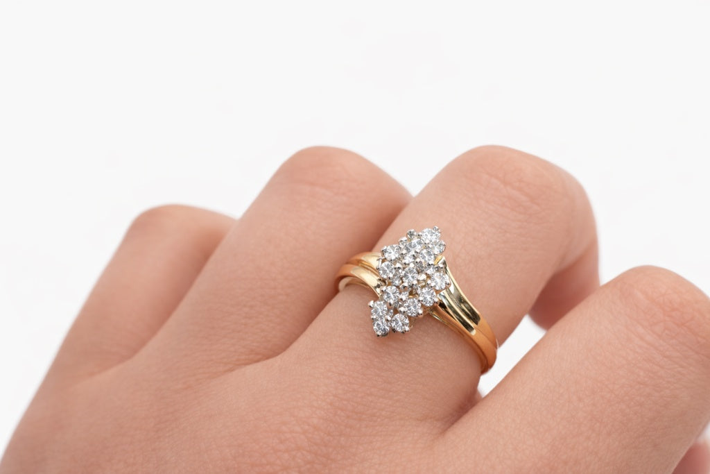 10K DELICATE ALMOND DESIGN DIAMOND WOMAN'S RING – 6.5 – JY Jewelry Wholesale