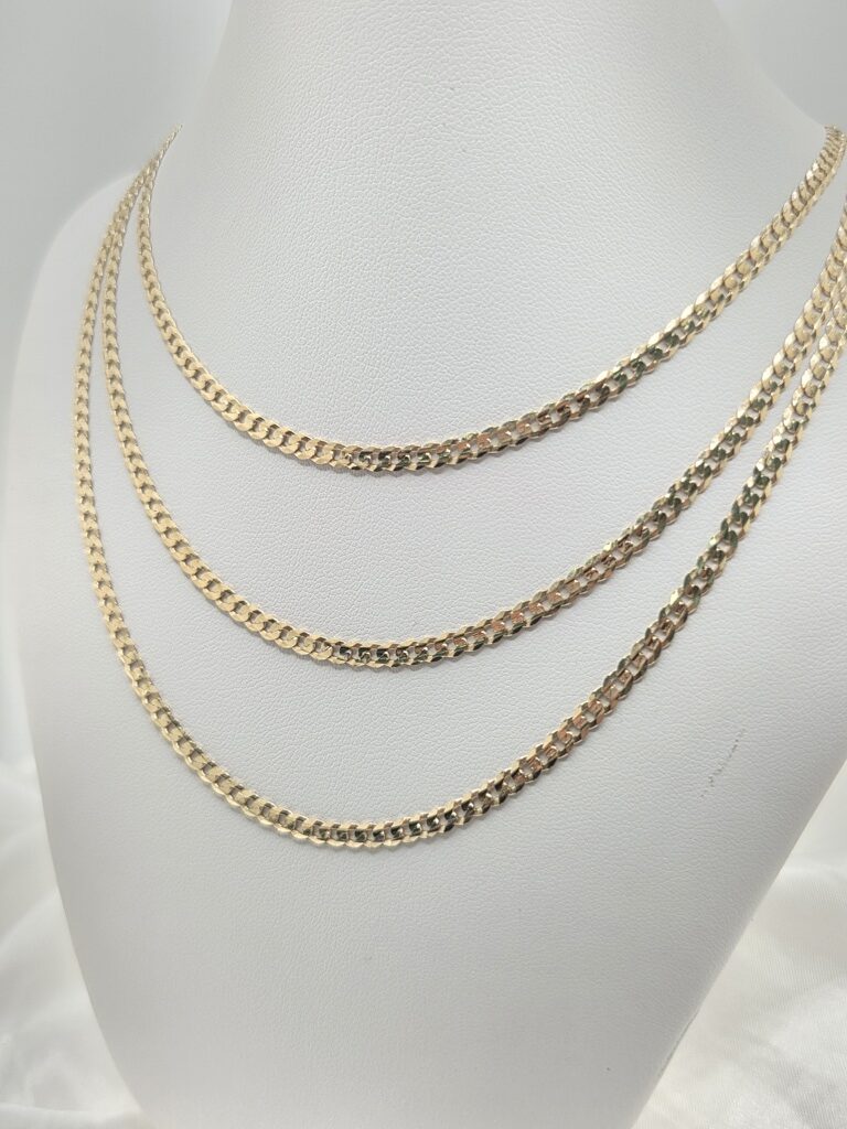 10K SOLID CUBAN CURB FLAT CHAIN CLOSE LINK – 22" 3.5MM – JY Jewelry Wholesale