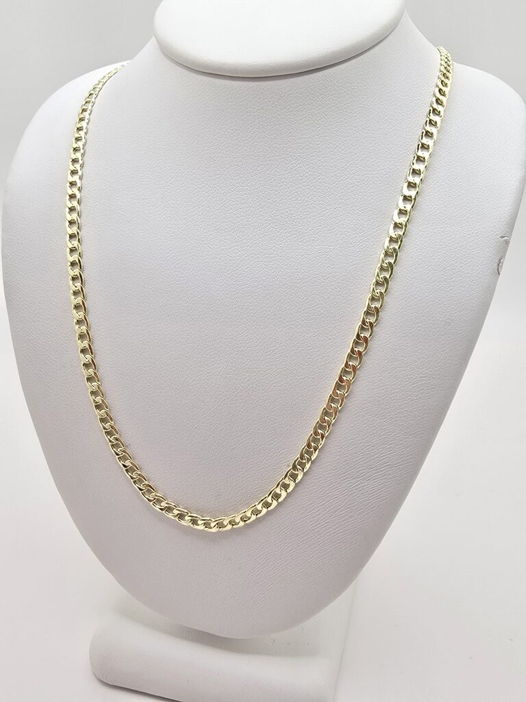 14K HOLLOW CUBAN CURB FLAT CHAIN – 18" 3MM – JY Jewelry Wholesale