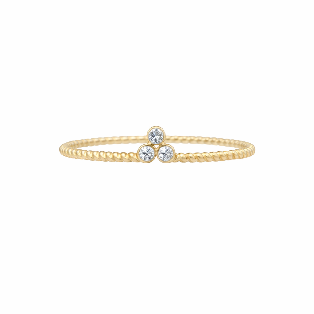 14K DELICATE AND FINE RING WITH A THREE-RING DETAIL CZ – 7 – JY Jewelry Wholesale