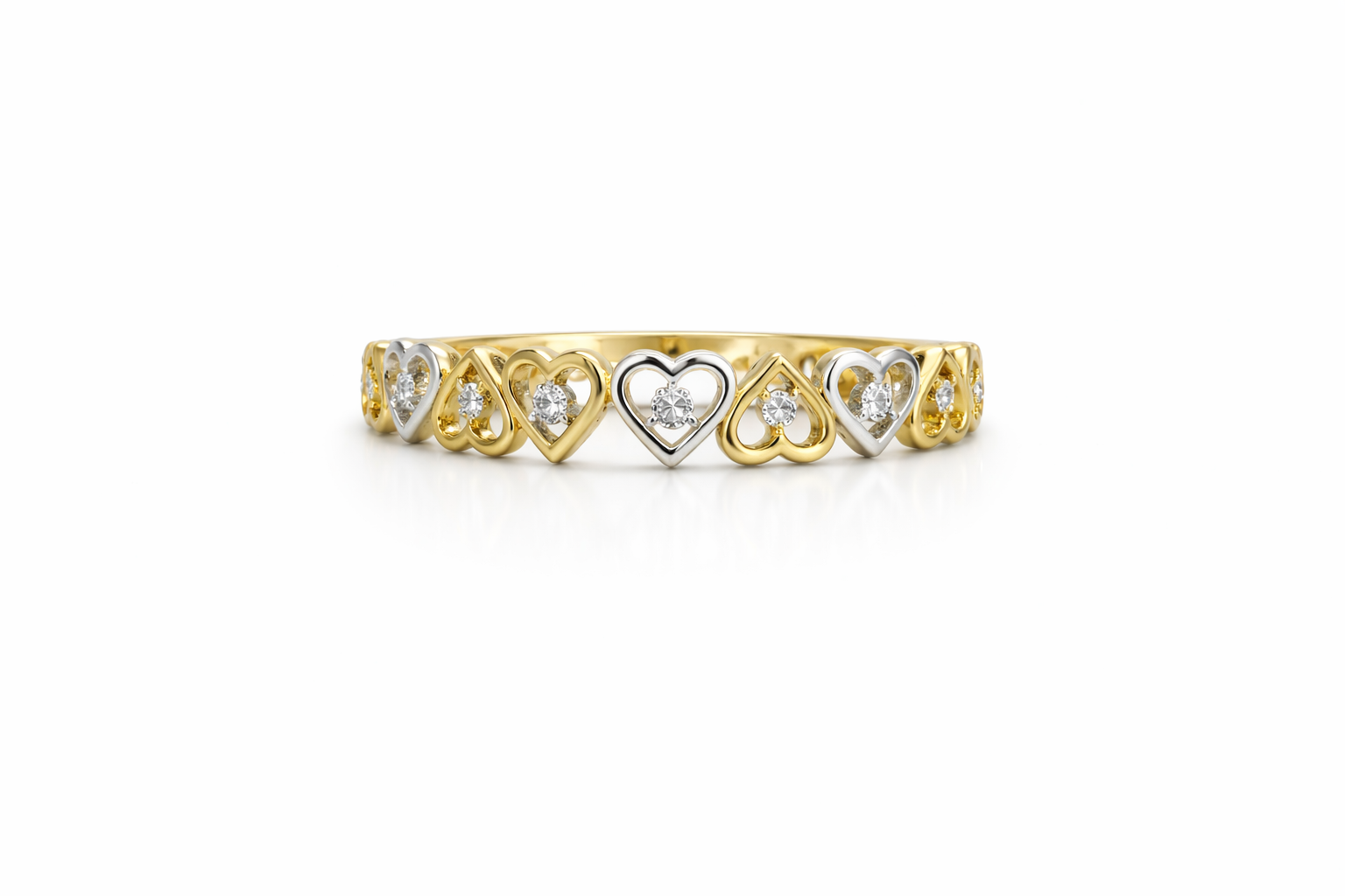 10K TWO TONE FIVE HEARTS RING – 7.5-8 – JY Jewelry Wholesale
