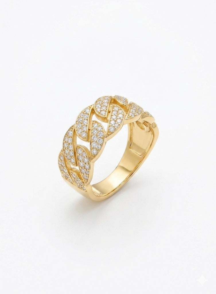 14K CHAIN STYLE CZ DETAIL RING – 7.5 – JY Jewelry Wholesale