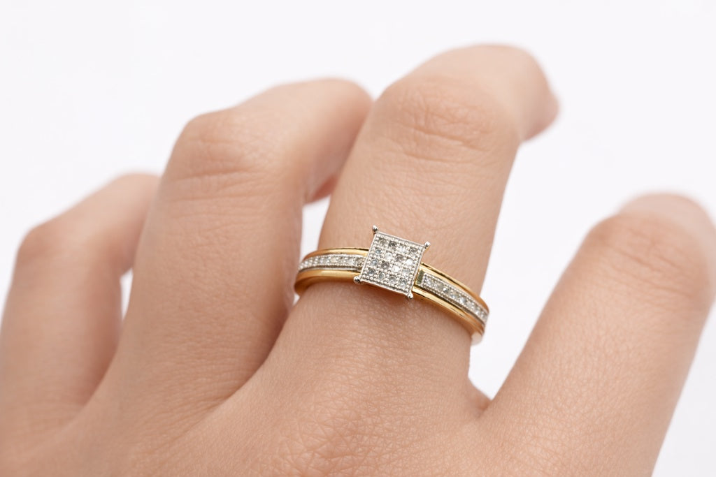 10K SQUARE DIAMOND ELEGANT RING – 7/0.26CT – JY Jewelry Wholesale