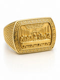 10K GREEK STYLE FRAME LAST SUPPER RECTANGULAR RING – 12 – JY Jewelry Wholesale