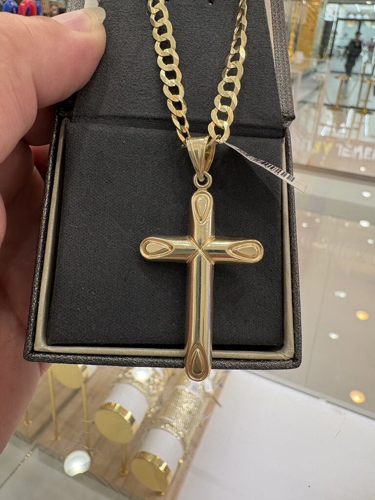 10K SMALL DROOPS DETAILS TUBE CROSS PENDANT – LARGE – JY Jewelry Wholesale