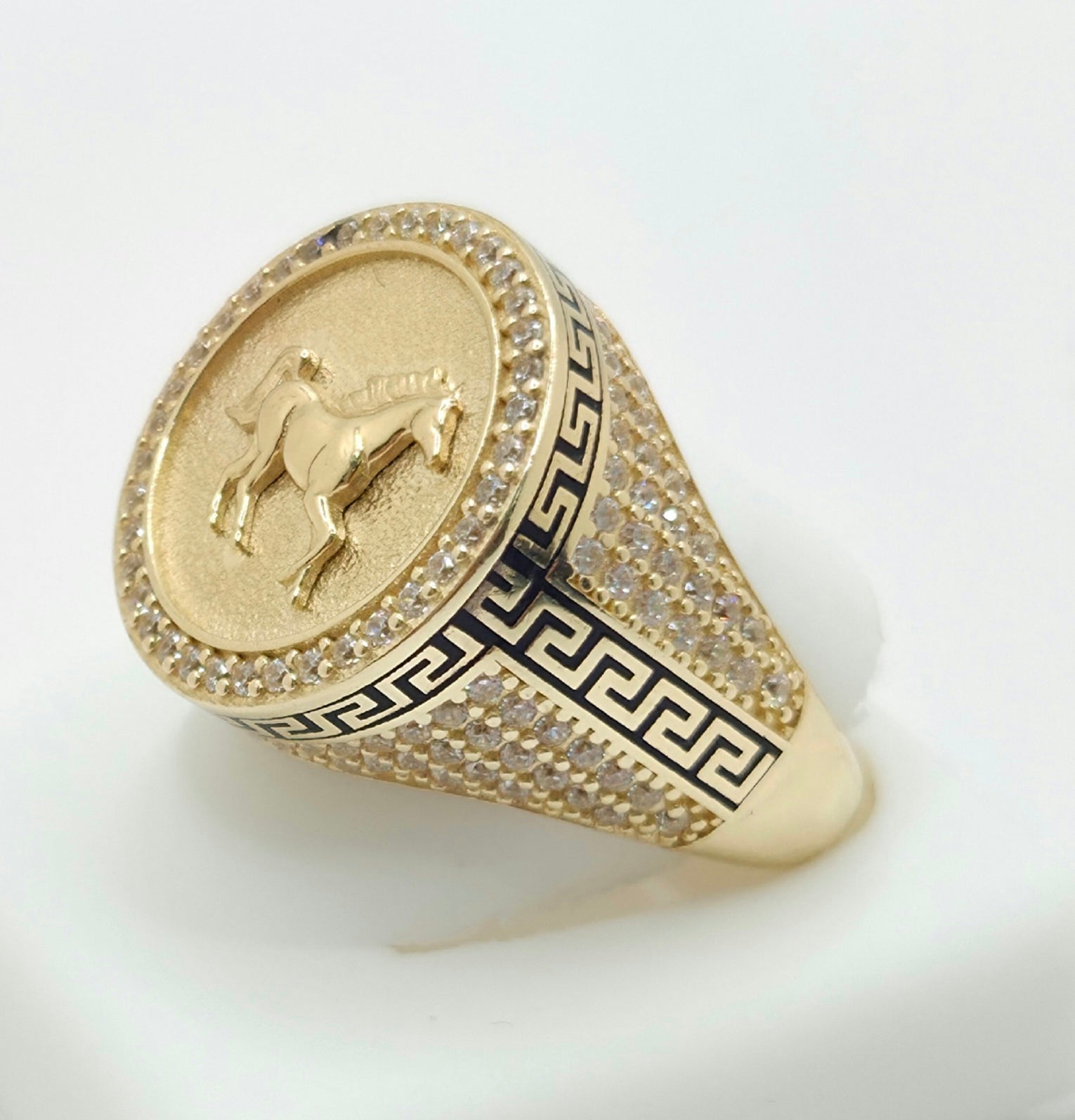 14K CZ HORSE GREEK DETAIL RING – 11 – JY Jewelry Wholesale