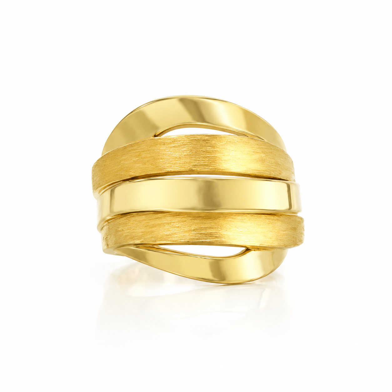 14K MODERN GOLDEN INTERTWINED DESIGN RING – 7-8 – JY Jewelry Wholesale