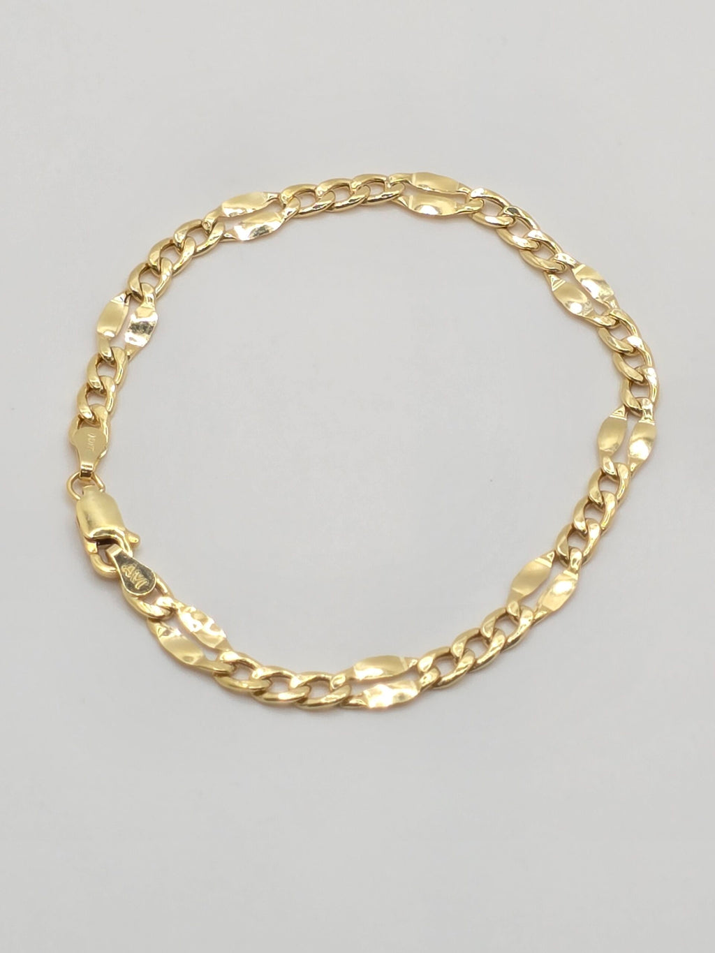 10K CUBAN FIGARO RIVET BRACELET – 7" 4MM – JY Jewelry Wholesale