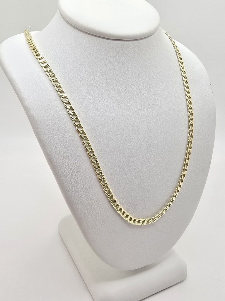 14K HOLLOW CUBAN CURB FLAT CHAIN – 18" 3MM – JY Jewelry Wholesale