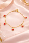 14K SMALL RED HEART DANGLING BRACELET – 7-8" – JY Jewelry Wholesale