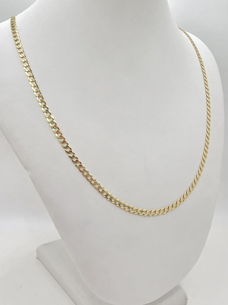 14K SOLID CUBAN CURB FLAT CHAIN – 18" 3.5MM – JY Jewelry Wholesale