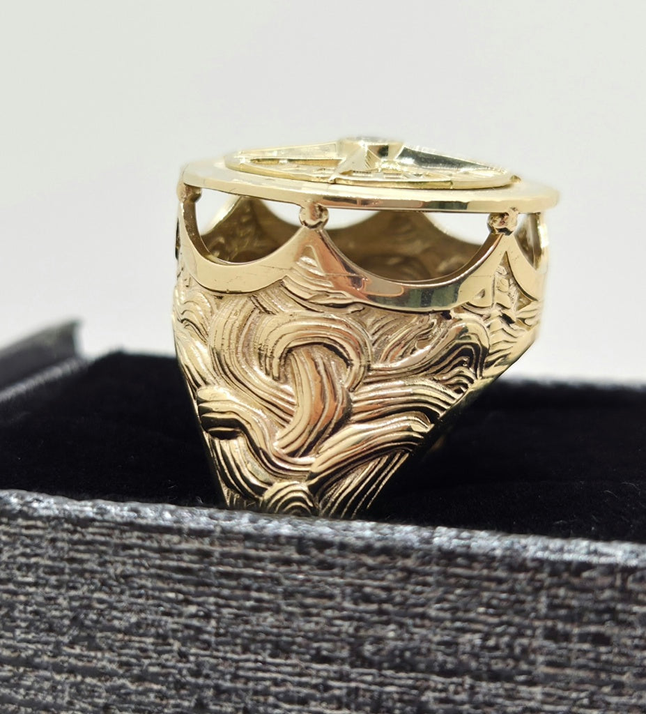 10K COMPASS ROSE DESIGN MEN'S RING – 11 – JY Jewelry Wholesale