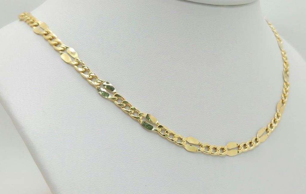 10K HOLLOW MIRRIOR CURB CHAIN – 24" 4MM – JY Jewelry Wholesale