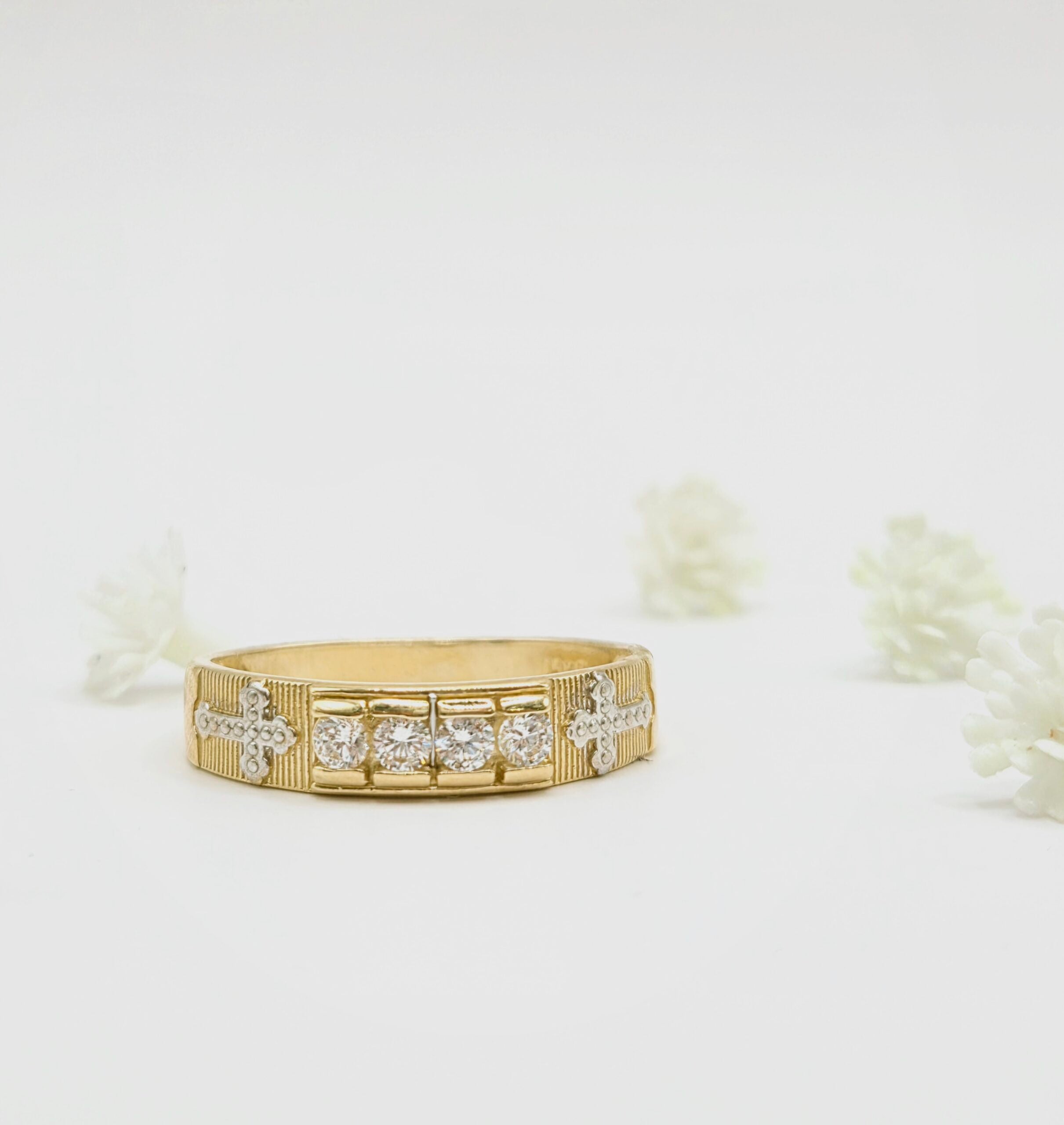 10K SMALL CROSS DETAIL ENGAGEMENT MAN RING – 10 – JY Jewelry Wholesale