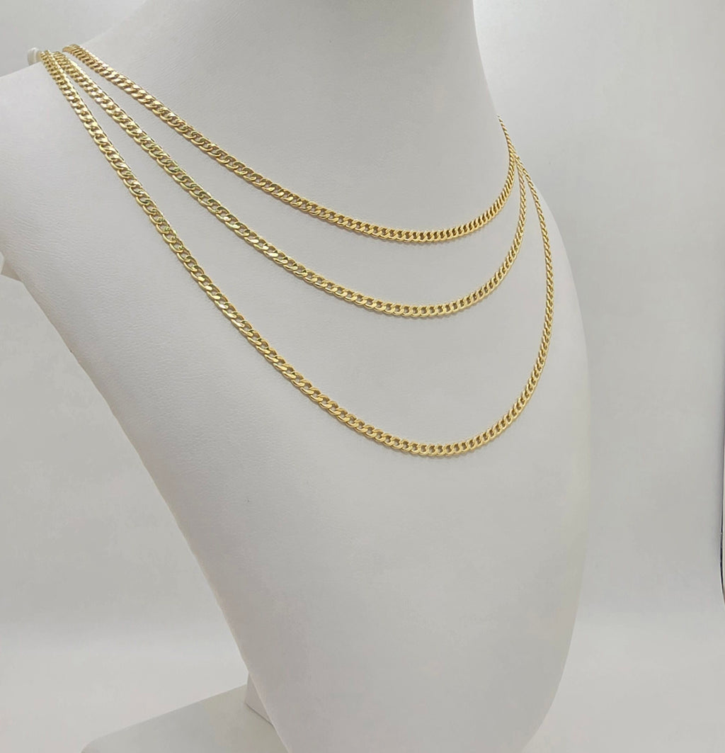 14K SOLID CUBAN CURB FLAT CHAIN – 22" 2.5MM – JY Jewelry Wholesale