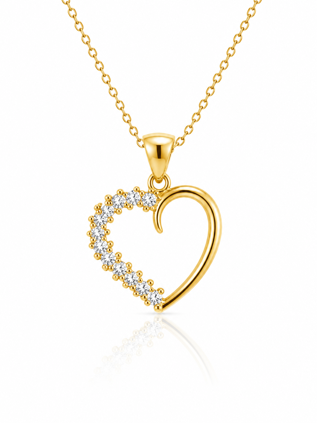 14K SMALL STONES DETAILS HEART SILHOUETTE PENDANT – SMALL – JY Jewelry Wholesale