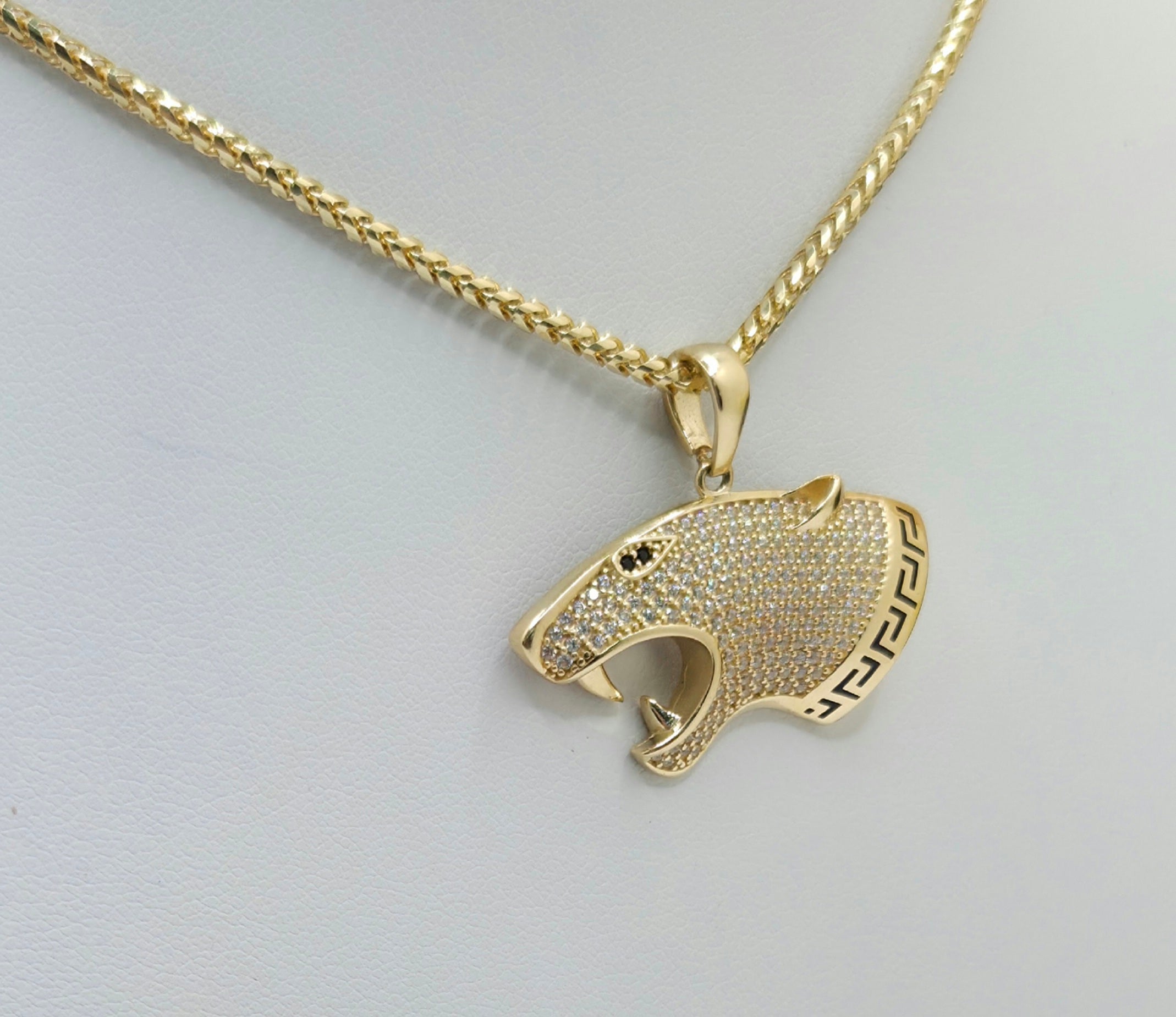 14K CZ GREEK DETAIL TIGER FACE PENDANT – JY Jewelry Wholesale