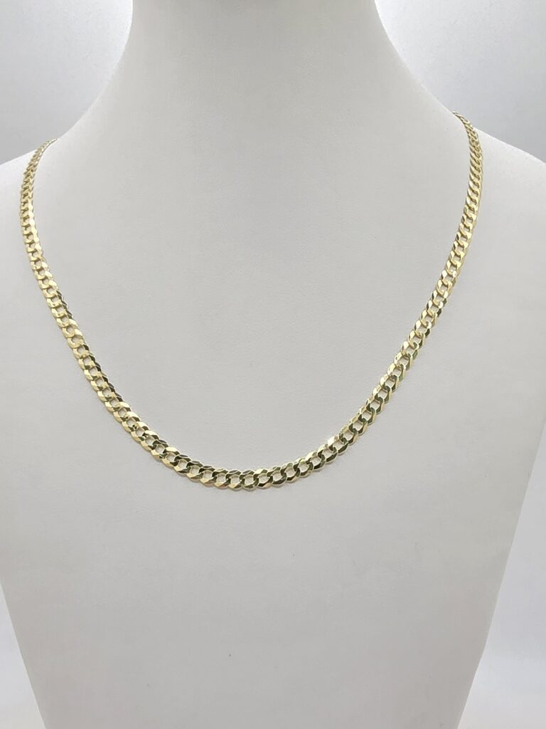 14K SOLID CUBAN CURB FLAT CHAIN – 16" 3.5MM – JY Jewelry Wholesale