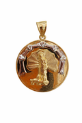 10K EXTRA SMALL TWO TONE DETAILS SAN LAZARO ROUND PENDANT – EXTRA SMALL – JY Jewelry Wholesale