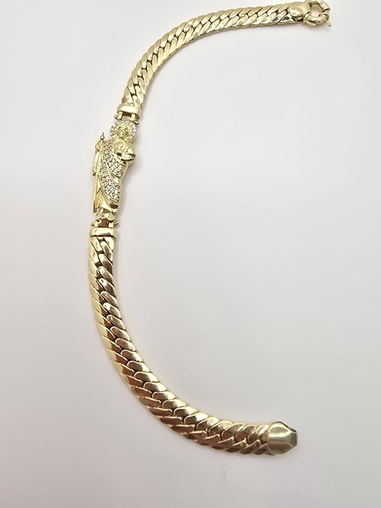 10K CUBAN LINK BRACELET WITH SAN JUDAS – 8" 6.5MM – JY Jewelry Wholesale
