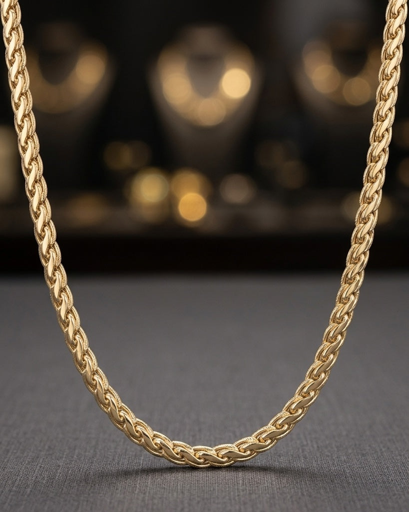 14K MODERN BRAIDED DESIGN NECKLACE – 18" – JY Jewelry Wholesale